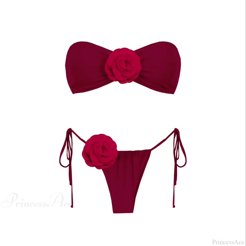 3D Flower Bandage Bikini Set