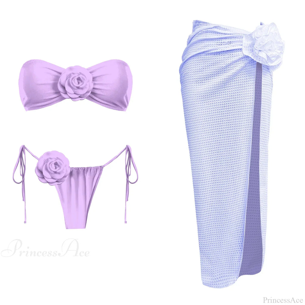 3D Flower Bandage Bikini Set