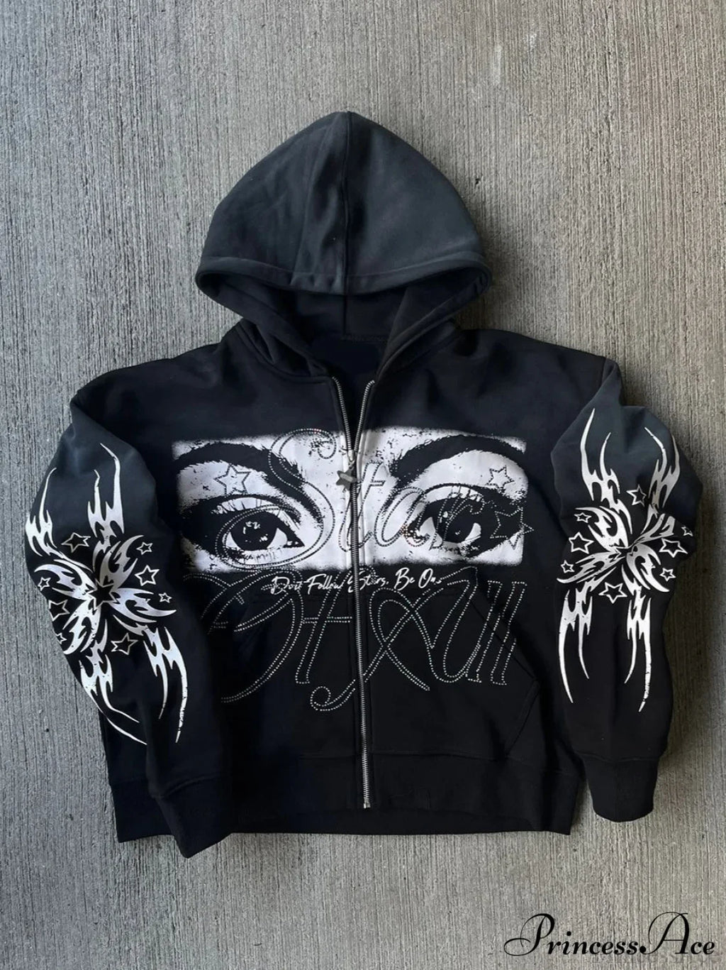 3D Print Vintage Long Sleeve Zip Hoodie