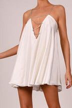 Chain Deep V Backless Party Dress
