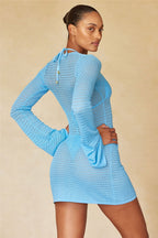 Hollow Sheer Knit Mini Dress