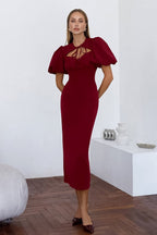 Elegant Puff Sleeve Bodycon Maxi Dress