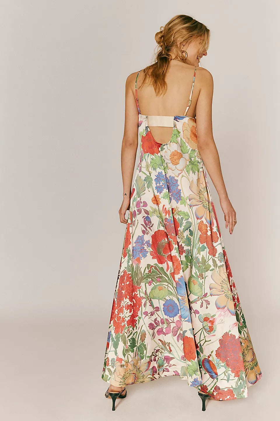 Floral Print High-Waist A-Line Maxi Dress