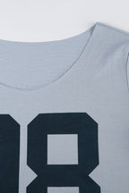 Casual Loose Number Print Off Shoulder Crew T-Shirt