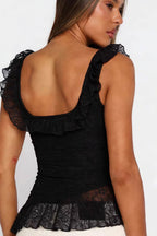 White Lace Tie Backless Tank Top