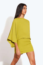 Back Deep V Cowl Neck Loose Mini Dress