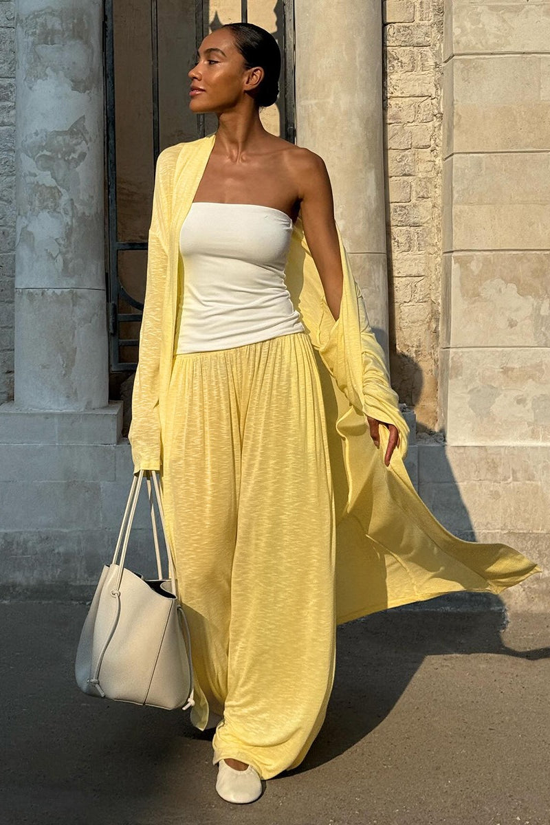 Casual Long Cardigan With Lantern Pants Two Piece Set