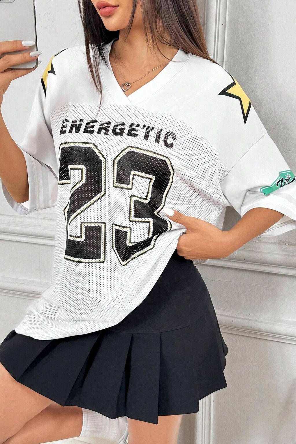 Loose Street Print Color Block Sporty T-Shirt