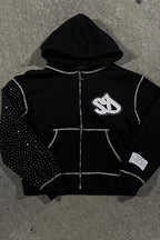 Embroidery Zipper Oversize Hoodie