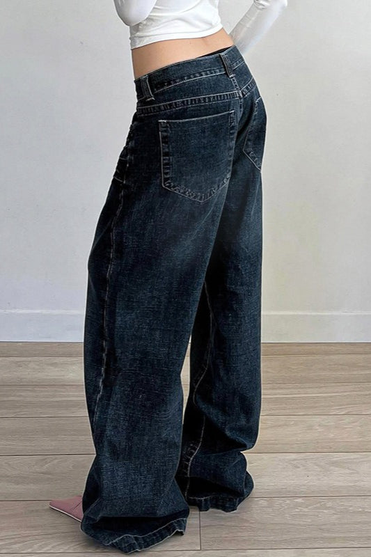 Edgy Relaxed Solid Laid-Back Jeans