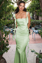 Lace Cami Backless Ruffle Hem With Sash Maxi Dress