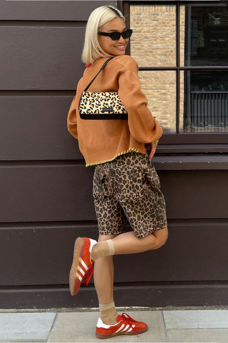 Casual Cotton Leopard Print Shorts