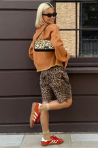 Casual Cotton Leopard Print Shorts