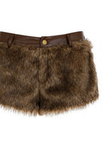 Y2K Retro Leather And Fur Low Waist Shorts