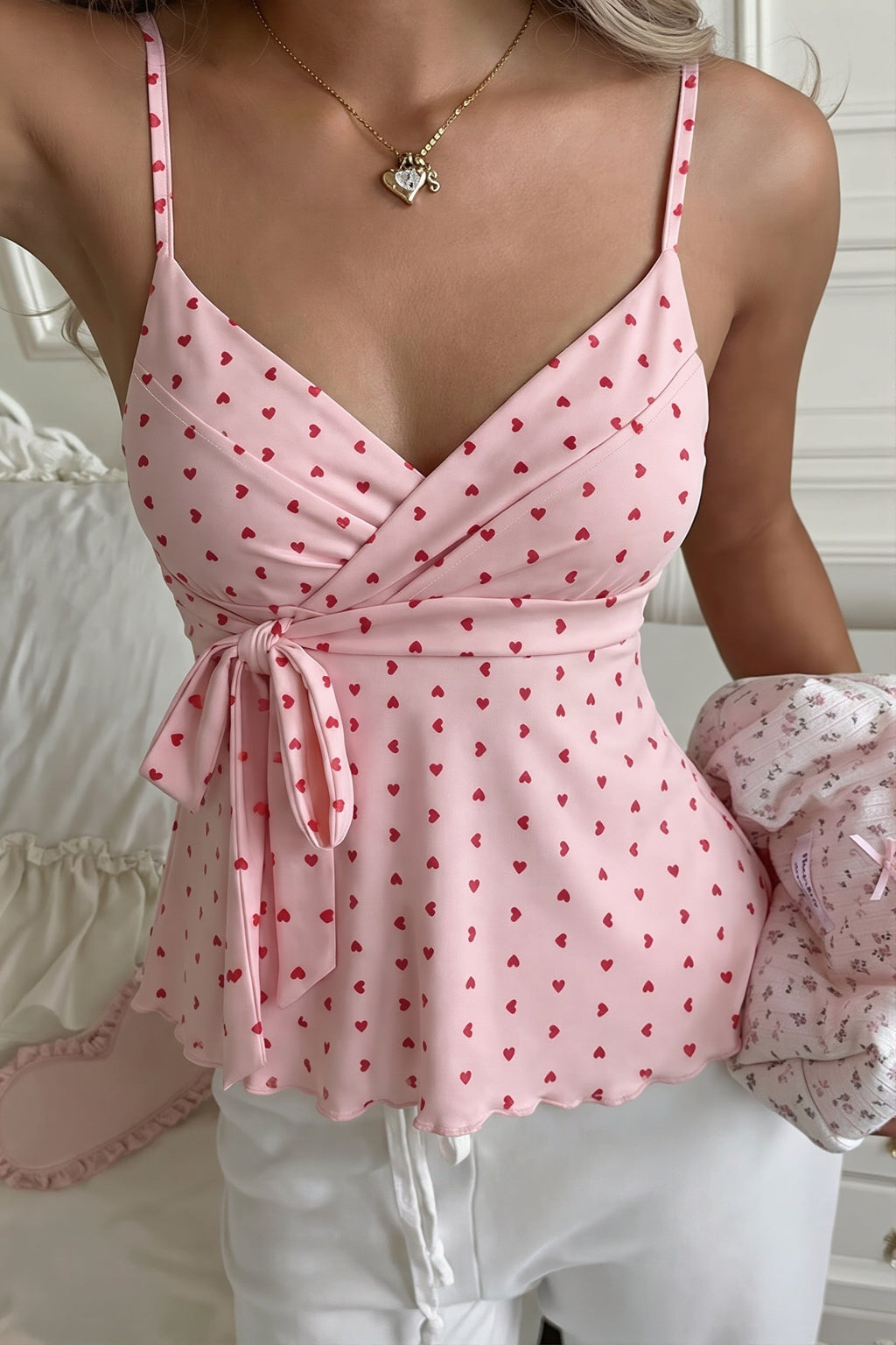Basic Tie Waist Stretchy Cami Top