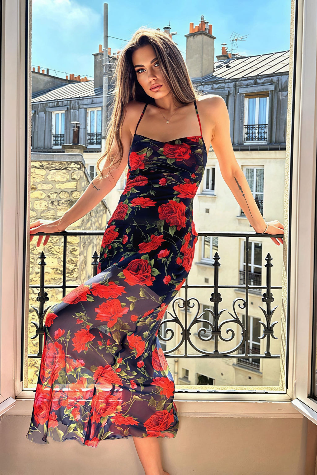Floral Print Spaghetti Strap Vacation Maxi Dress