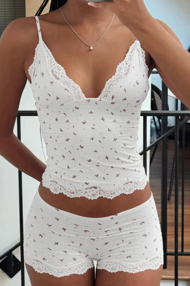 Floral Lace Cami Two-Piece Set