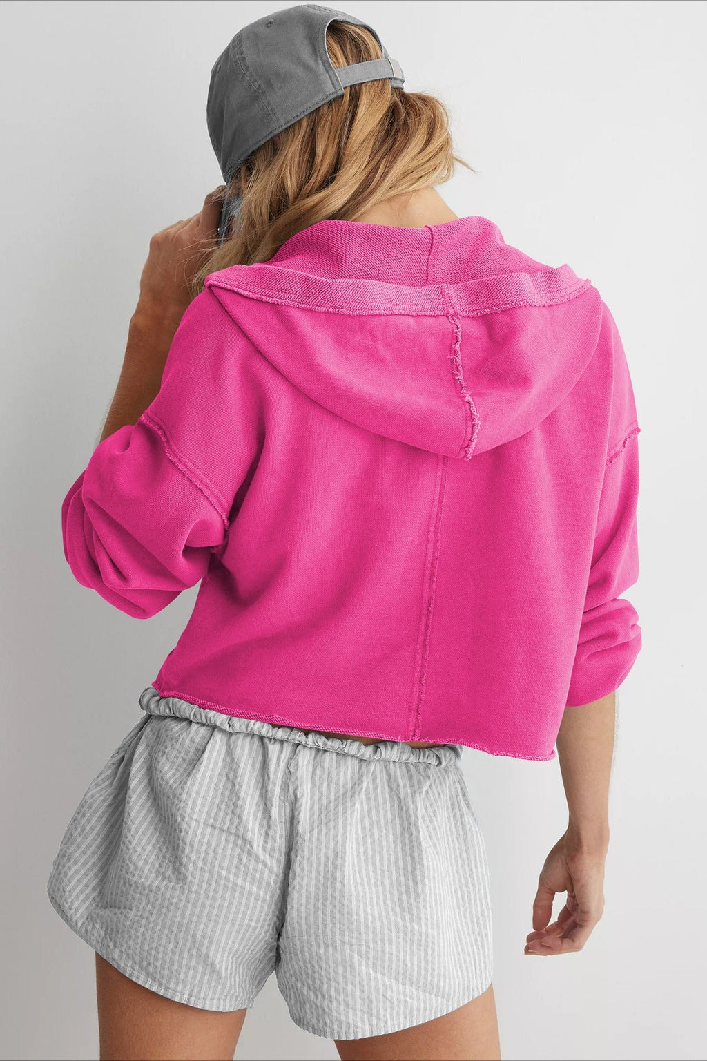 Relaxed Solid V-Neck Hoodie