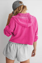 Relaxed Solid V-Neck Hoodie
