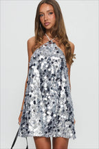 Party Halter Sequin Backless Mini Dress