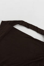 Brown Halter Backless Maxi Party Dress