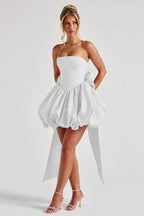 Strapless Backless Big Bow Formal Mini Dress