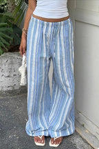 Stripe Drawstring Waist Casual Pants