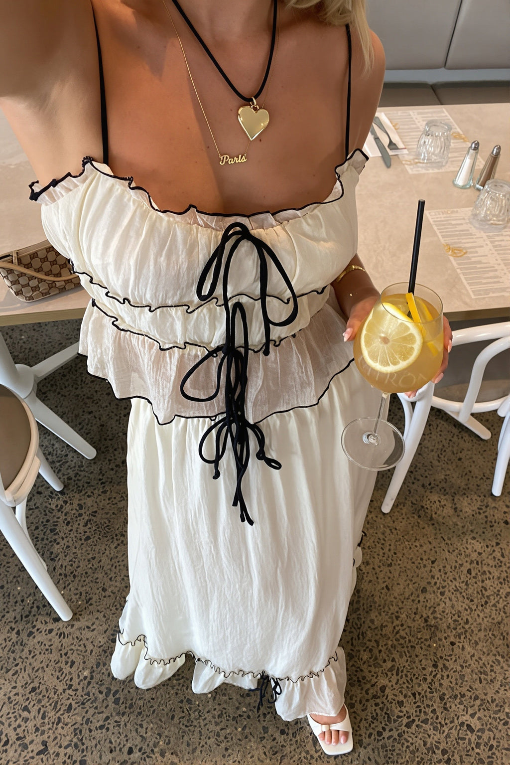 Elegant Satin Bow Cami Top Pleated Skirt Sets