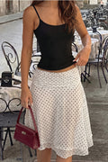 Dot Print Asymmetric Mini Skirt