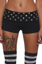 Black Rivet Skinny Shorts