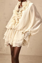 Loose Fit Folded Ruffle Boho Dress