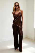 V Neck Cami With Flowy Pants Two Piece Set