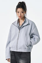 Pu Leather Moto Style Longline Jacket