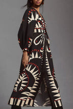 Retro Floral Long Sleeve Boho Dress