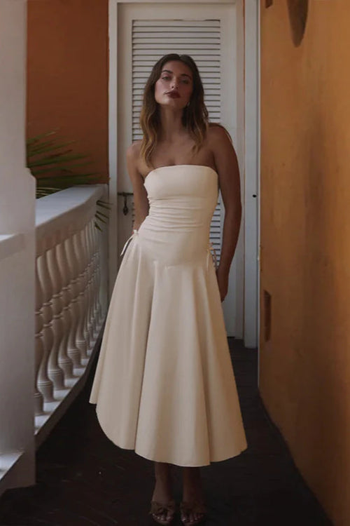 Autumn Bowknot Strapless Slim Fit Party Dress