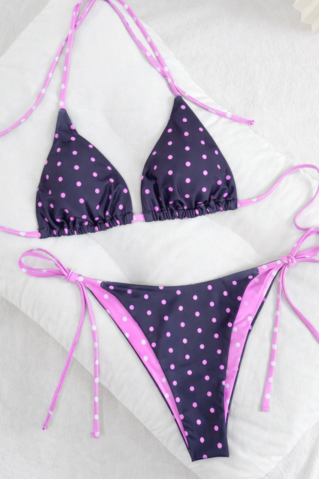 Vintage Polka Dot Tie Bikini Set