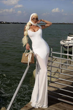 Draped Tie Mesh Patch Tube Prom Dress