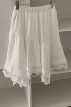 Elegant Asymmetrical Lace Panel Midi Skirt