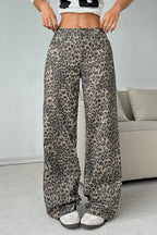 Leopard Print Wide Leg Pants