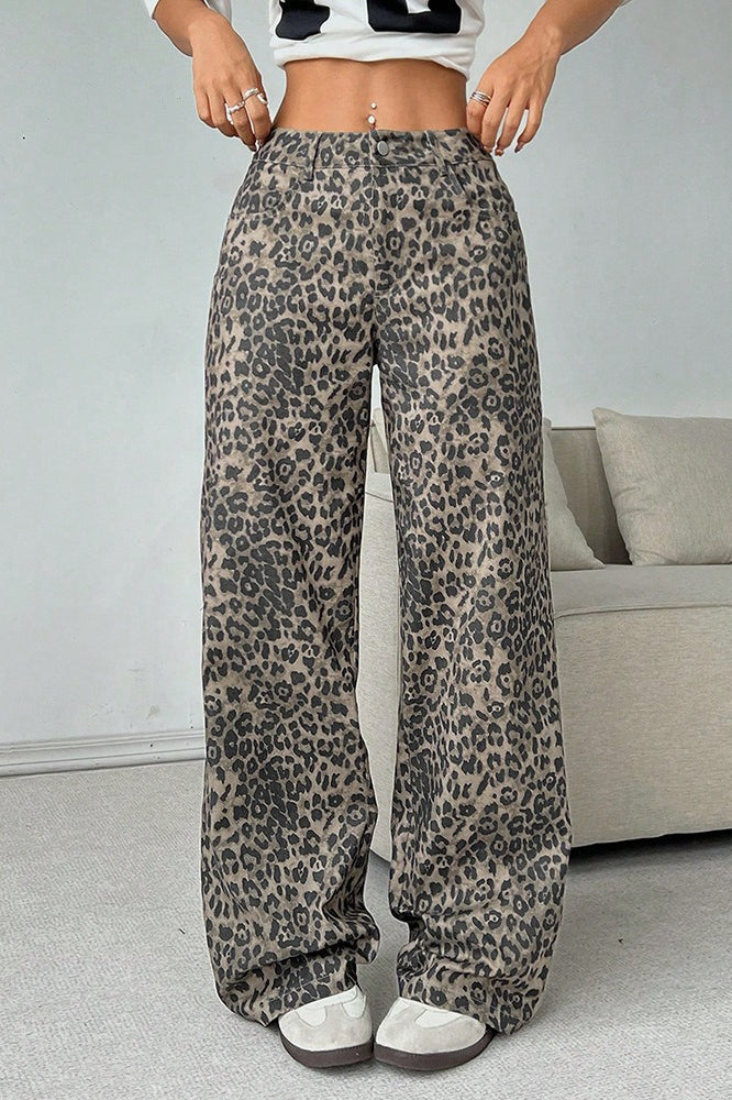 Leopard Print Wide Leg Pants