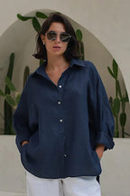 Solid Loose Casual Commuter Blouse
