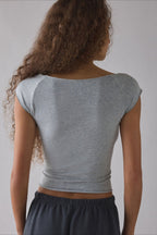 Cropped Fitted Retro Polka Dot T‑Shirt