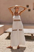 Textured Floral Cutout Spaghetti Strap Vacation Dress