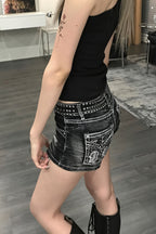 Retro Destroyed Embroidered Rivet Denim Shorts
