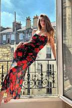 Floral Print Spaghetti Strap Vacation Maxi Dress
