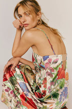 Floral Print High-Waist A-Line Maxi Dress
