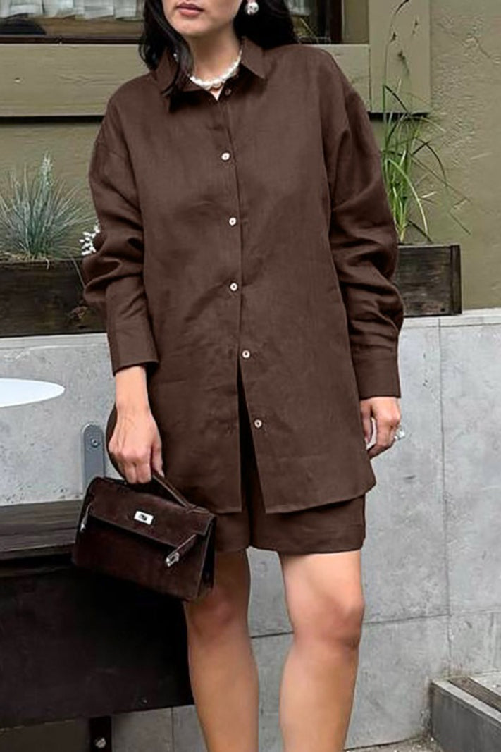 Casual Versatile Cardigan Shorts Two Piece Set