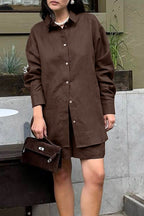 Casual Versatile Cardigan Shorts Two Piece Set