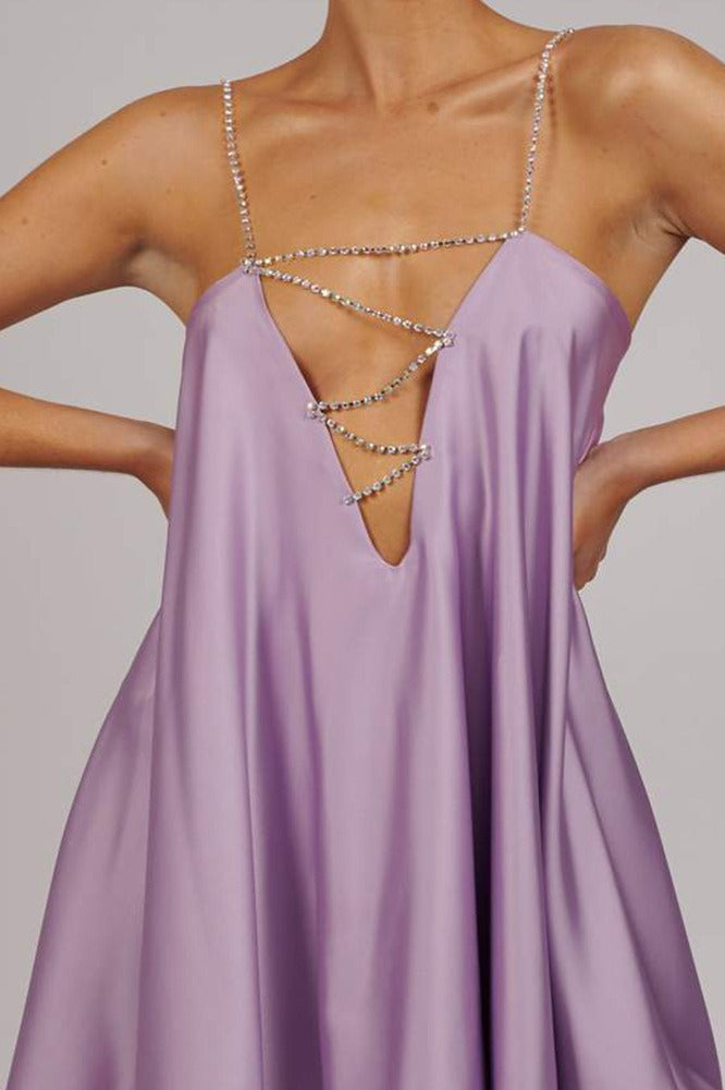 Chain Deep V Backless Party Dress