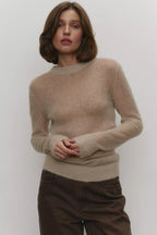 Sheer Blend Round Neck Knit Top
